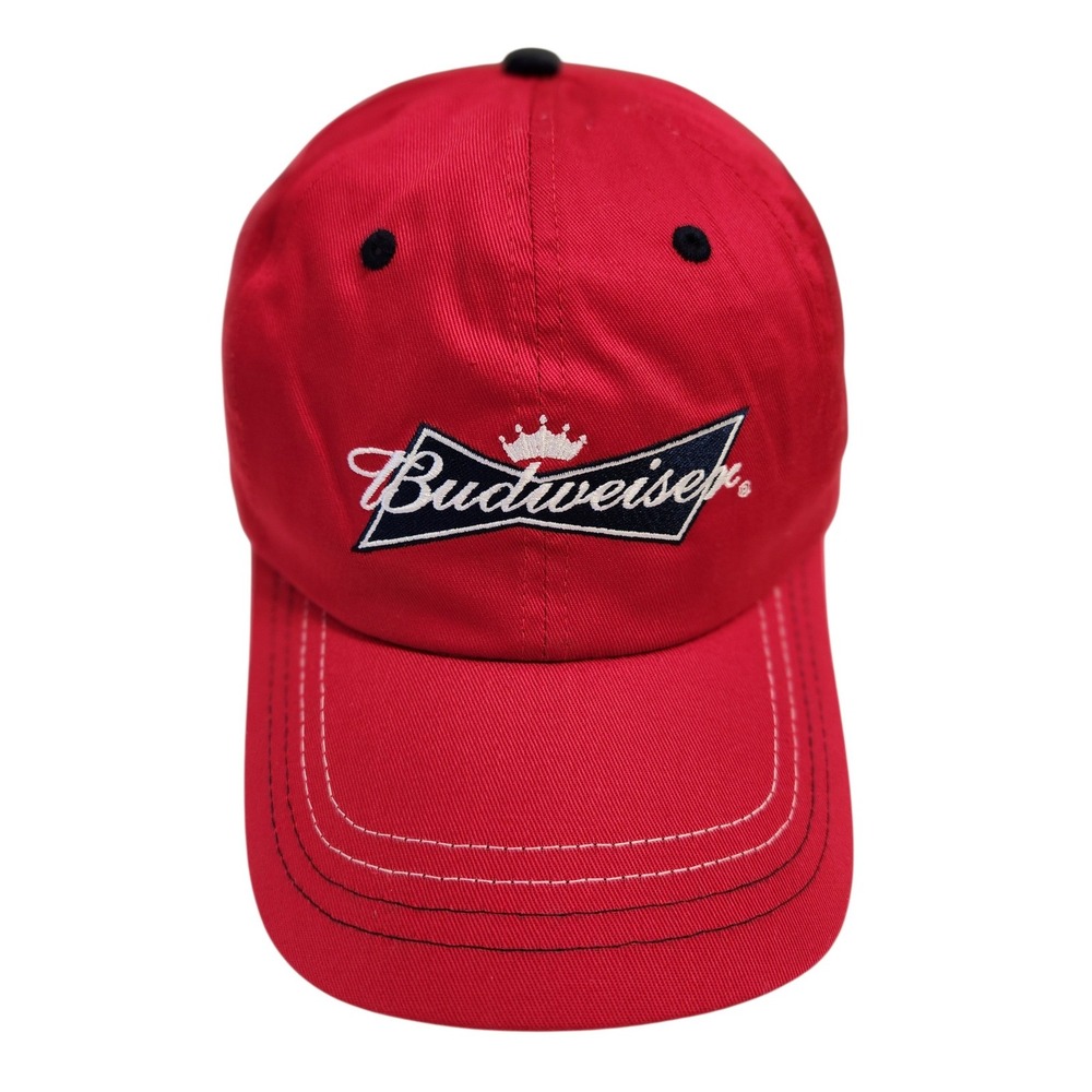 Vintage Budweiser Red Baseball Cap Embroidered Logo Adjustable‎ Strap Men